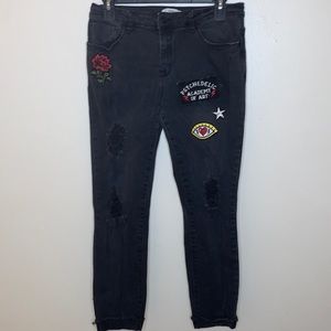 Mate black rock star distressed cuffed jeans